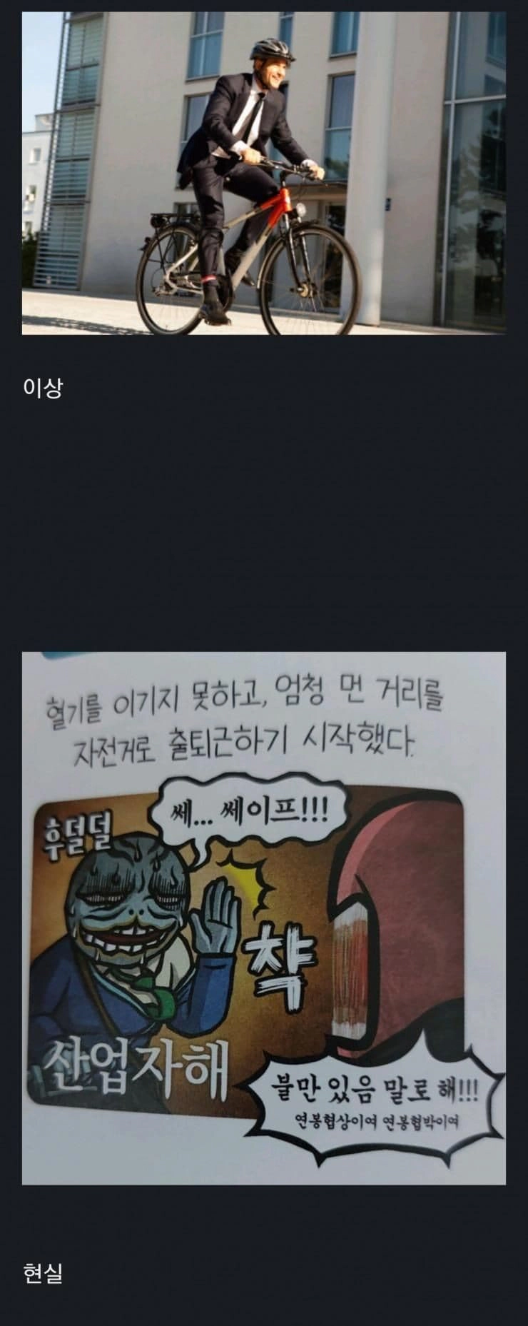 자전거출근 이상 과 현실