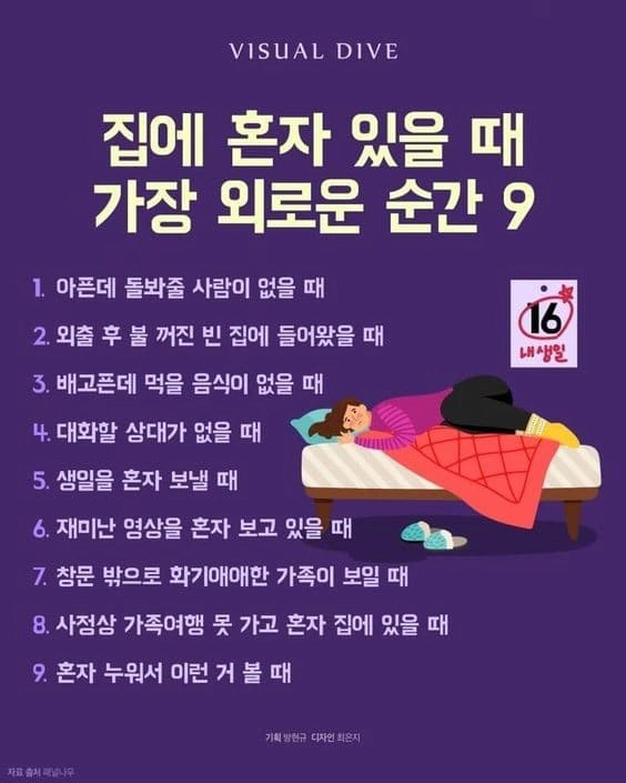 집에 혼자있을때 외로운 순간9가지