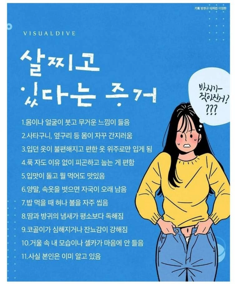 살찌고 있다는 증거