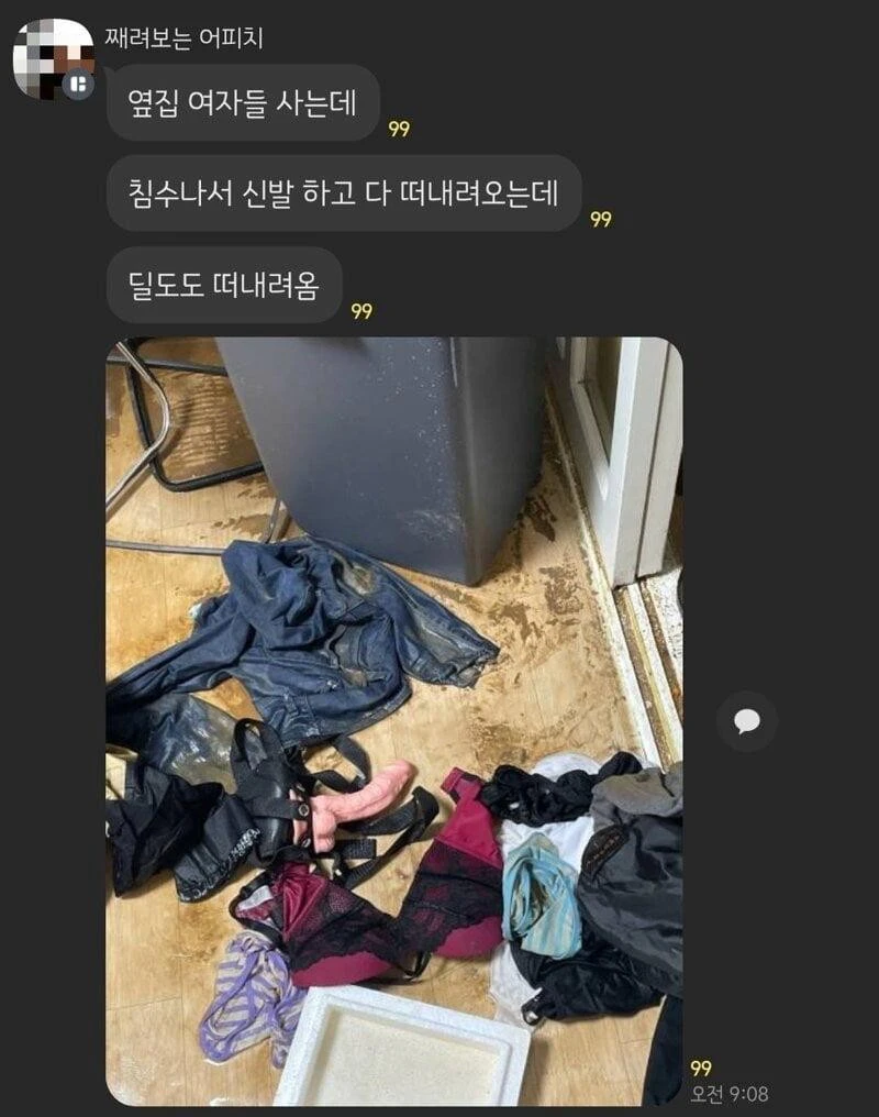 침수로 사생활 공개된 여자