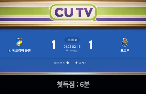 【 CUTV 예측이벤트 종료 】 유로파리그 1월 23일 빅토리아 플젠 VS 포르투  첫 득점 시간 예측하기