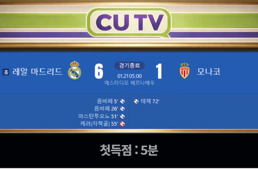 【 CUTV 예측이벤트 종료】 챔피언스리그 1월 21일 레알 마드리드 VS 모나코  첫 득점 시간 예측하기